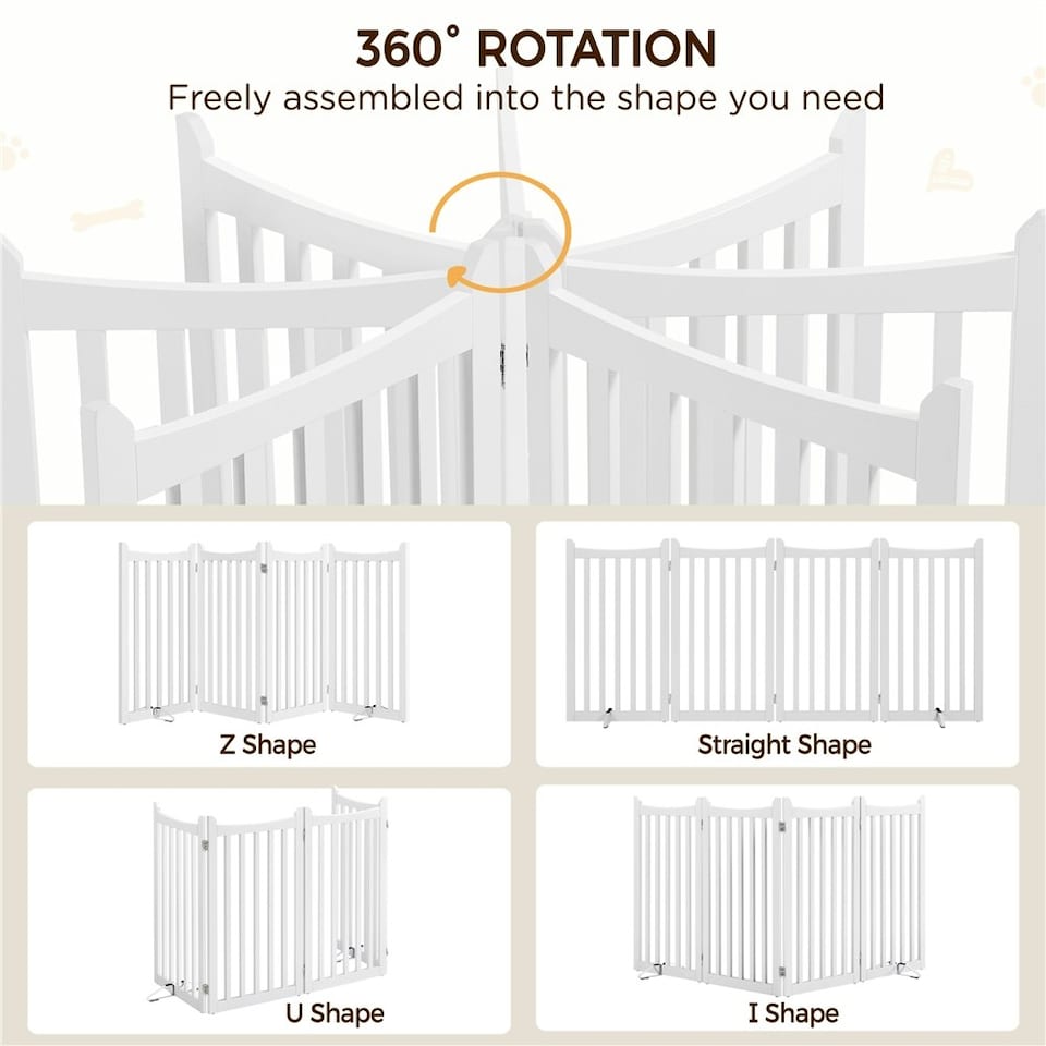 image 1 of Yaheetech 4-Panel Pet Puppy Fence with Two Support Feet, 50 × 90.5 cm | White | Not provided