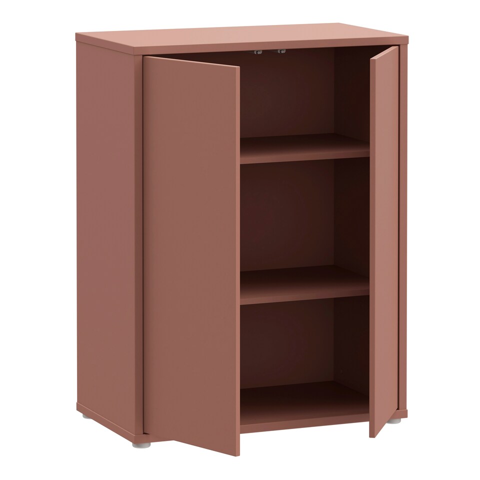 image 1 of Alice Springs Tall 2 Door Cupboard with Push-to-Open Doors in Terracotta