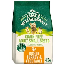 James Wellbeloved Grain Free Small Breed Dry Dog Food Turkey & Veg 4.5kg