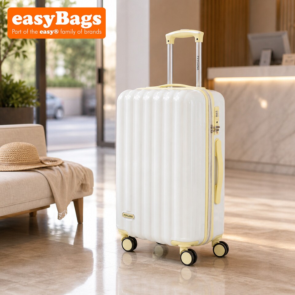 image 1 of Fergana 24 Inch Cabin Carry On Polycarbonate Hard Shell Suitcase Lightweight Spinner Luggage TSA Lock White
