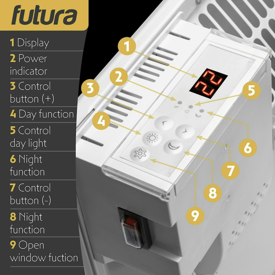 image 1 of Futura 1500W Electric Panel Wall Radiator Heater White