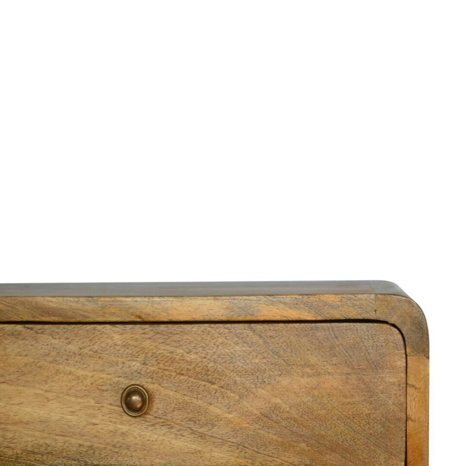image 1 of Curved Oak-ish Wall Mounted Bedside with Open Slot Brown