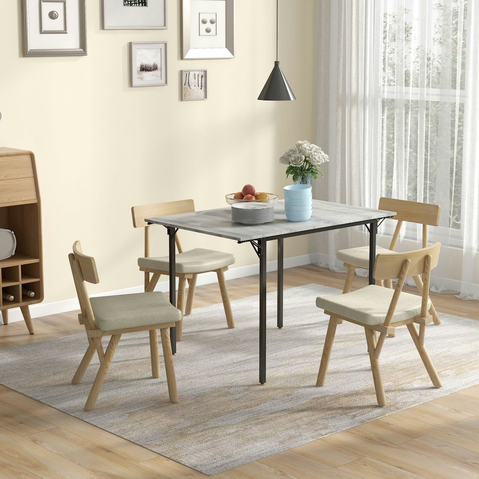 image 1 of HOMCOM Folding Dining Table, Drop Leaf Table for 2-4 People, Grey