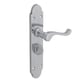 image 1 of Golden Grace Victorian Scroll Door Handles on Shaped Backplate Bathroom Privacy Set in Polished Chrome Finish - 168mm x 40mm Chrome