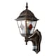 image 3 of Set of 2 Morecambe - Black Brushed Gold PIR Sensor Outdoor Wall Lights | Black | Black & hand brushed gold and clear glass with amber glass detail | Small | 2