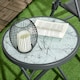 image 8 of Outsunny Round Folding Side Table w/ Imitation Marble Glass Top, White