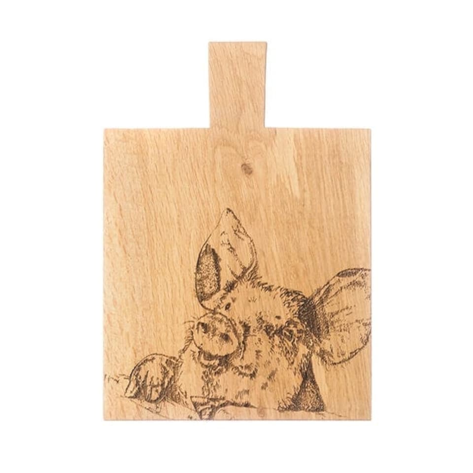 image 1 of The Just Slate Company Pig Medium Oak Serving Paddle