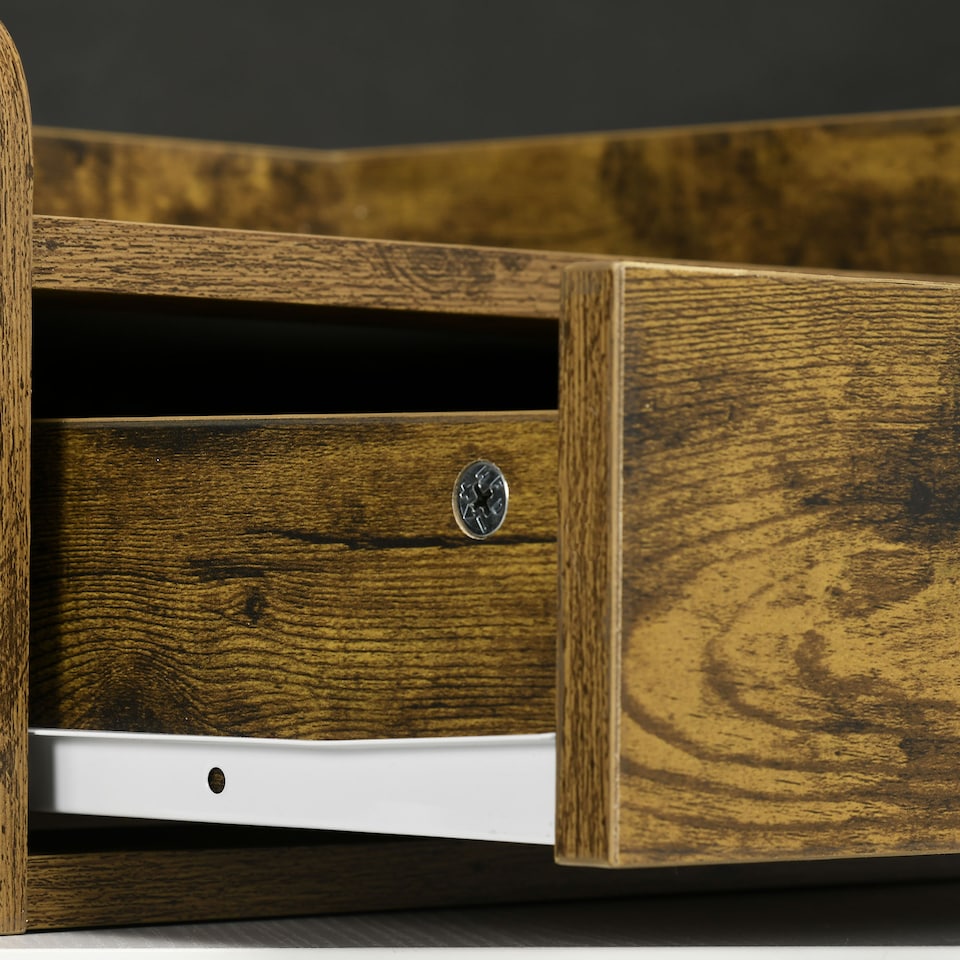 image 1 of HOMCOM Floating Nightstands Set of 2, Wall Mounted Bedside Table with Storage Drawer for Bedroom, Rustic Brown