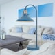 image 6 of First Choice Lighting Set of 2 Maxwell Mirage Blue Brushed Copper Task Table Lamps | Blue | Copper | Large