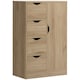 image 1 of HOMCOM Freestanding Bathroom Cabinet with 4 Drawers and Door Cupboard Natural