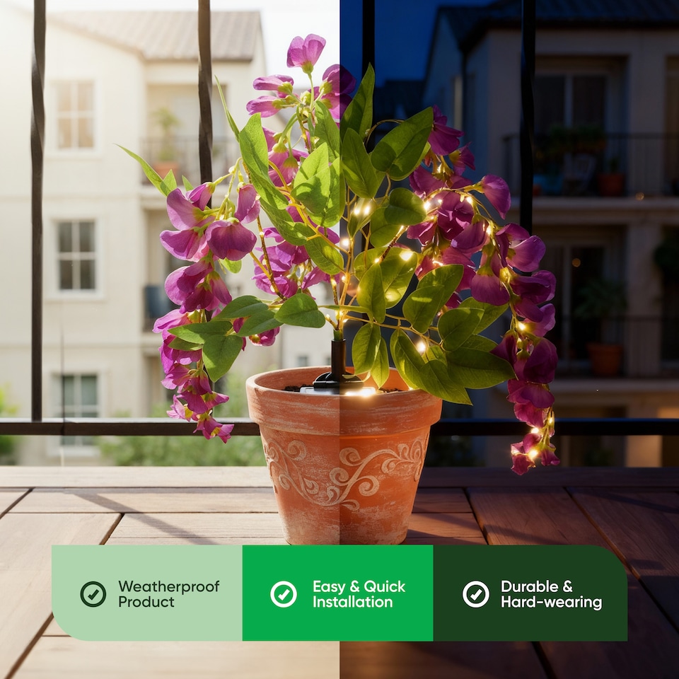 image 1 of Gardenwize Solar Wisteria Lights with 10 Warm LED's