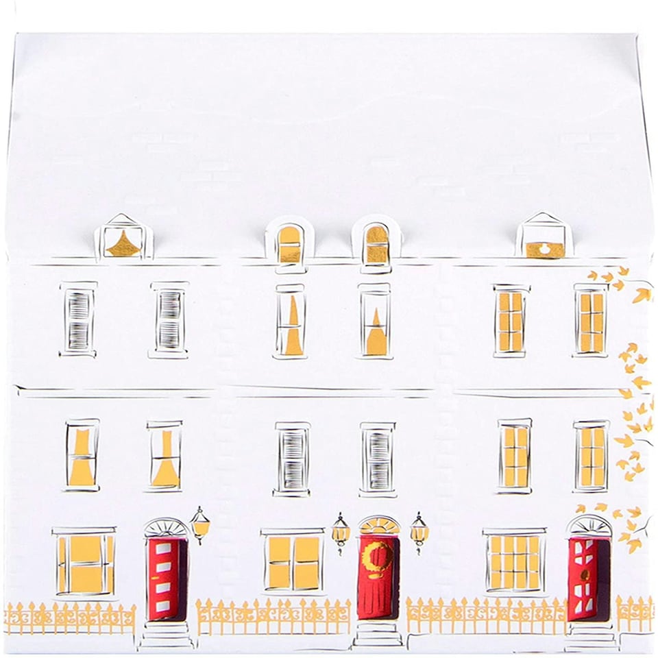 image 1 of Hallmark Christmas Luxury Boxed Cards Pop up Town Houses Pack of 5