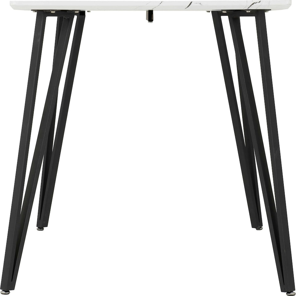 image 1 of Marlow Dining Set with Sheldon Chairs White | White Marble/Grey Boucle