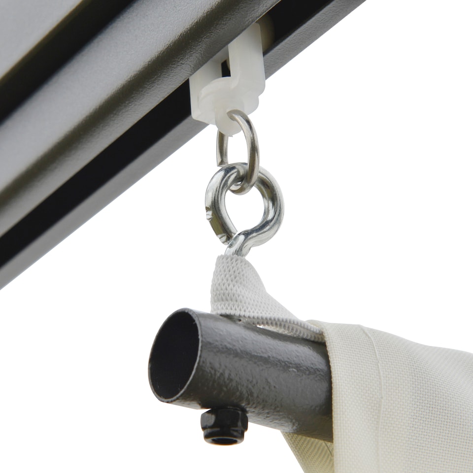 image 1 of Outsunny 3 x 3m Outdoor Lean To Pergola Retractable Canopy Wall Mounted Gazebo Patio Shelter Sun Shade, Cream White