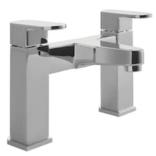 Modern Bathroom Soft Square Deck Mounted Bath Filler Tap - Chrome