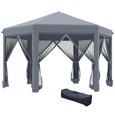 Outsunny 3.2m Pop Up Gazebo Hexagonal Canopy Shelter Outdoor with Sidewalls