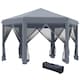 image 1 of Outsunny 3.2m Pop Up Gazebo Hexagonal Canopy Shelter Outdoor with Sidewalls