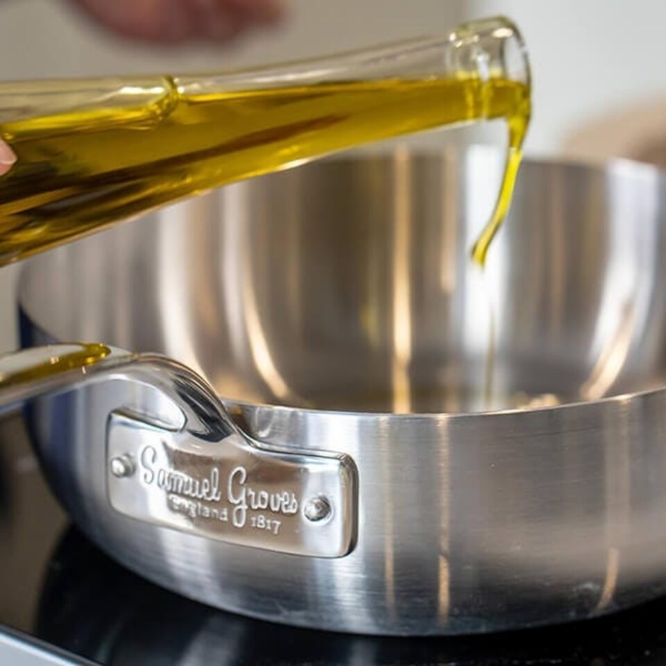 image 1 of Samuel Groves Classic Stainless Steel Triply 24cm Chefs Pan