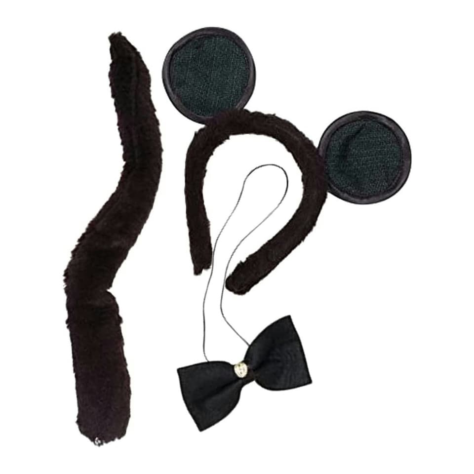 image 1 of Bristol Novelty Unisex Mouse Ears Bow Tie And Tail Accessories Set - Brown/Black - One Size Brown | One Size