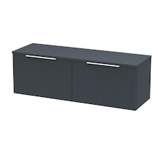 Balterley Tixall Fluted 2 Drawer Wall Hung Vanity Unit with Worktop, Dark Grey, 1200mm