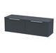 image 1 of Balterley Tixall Fluted 2 Drawer Wall Hung Vanity Unit with Worktop, Dark Grey, 1200mm