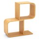 image 1 of COSTWAY 2-Tier S-Shaped Bookcase Bamboo Bookshelf Brown