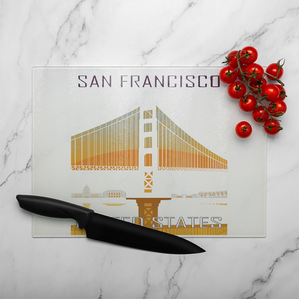 image 1 of San Francisco Glass Chopping Board | Multi