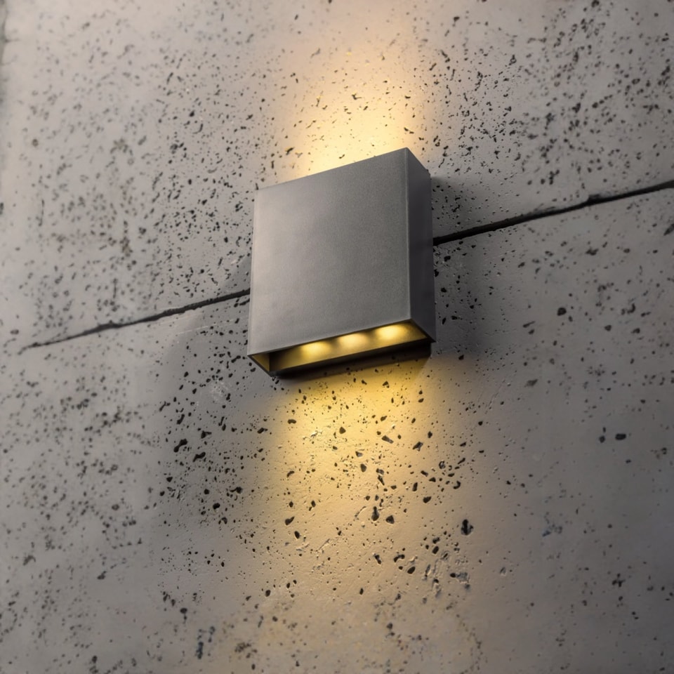 image 1 of CGC SIAN Dark Grey Rectangle Outdoor LED Wall Light | Grey | Dark Grey