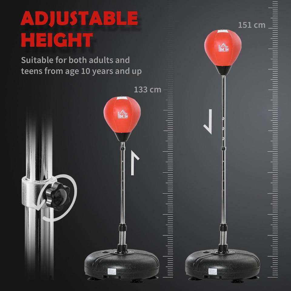 image 1 of HOMCOM Punching Bag with Stand, Boxing Bag Set with Adjustable Height, Red