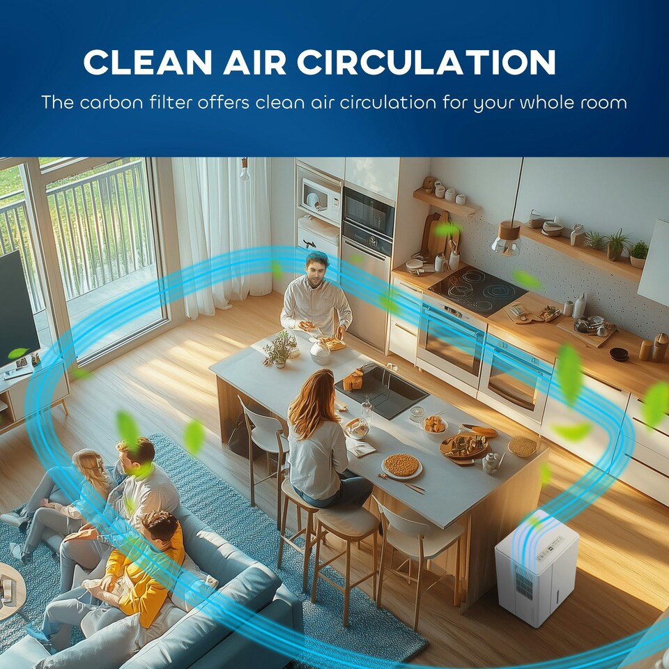image 1 of HOMCOM 30L Dehumidifier with Filter, Auto Defrost, for Home Laundry Drying
