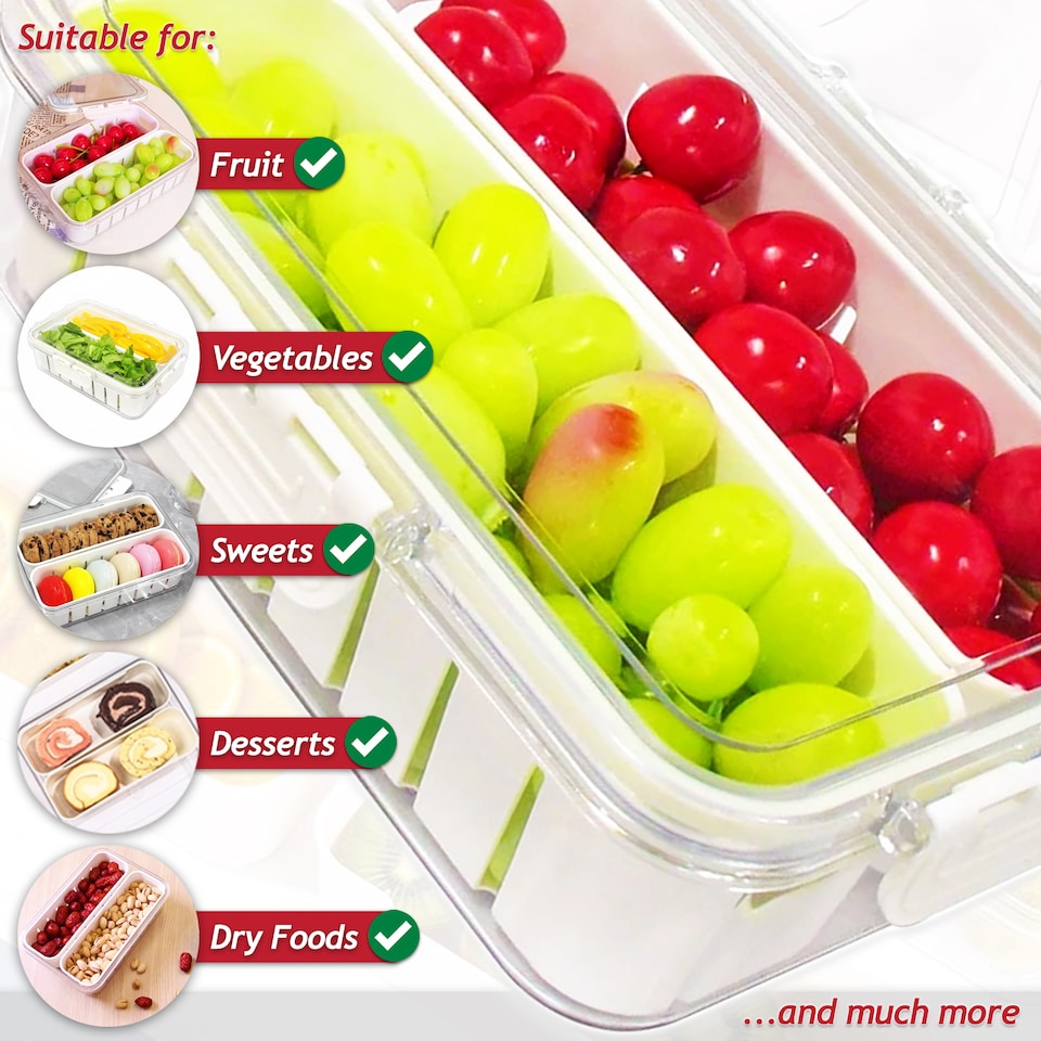 image 1 of SPARES2GO Food Storage Container with Securing Clips Lid and 2 Removable Divider Compartments (Small)