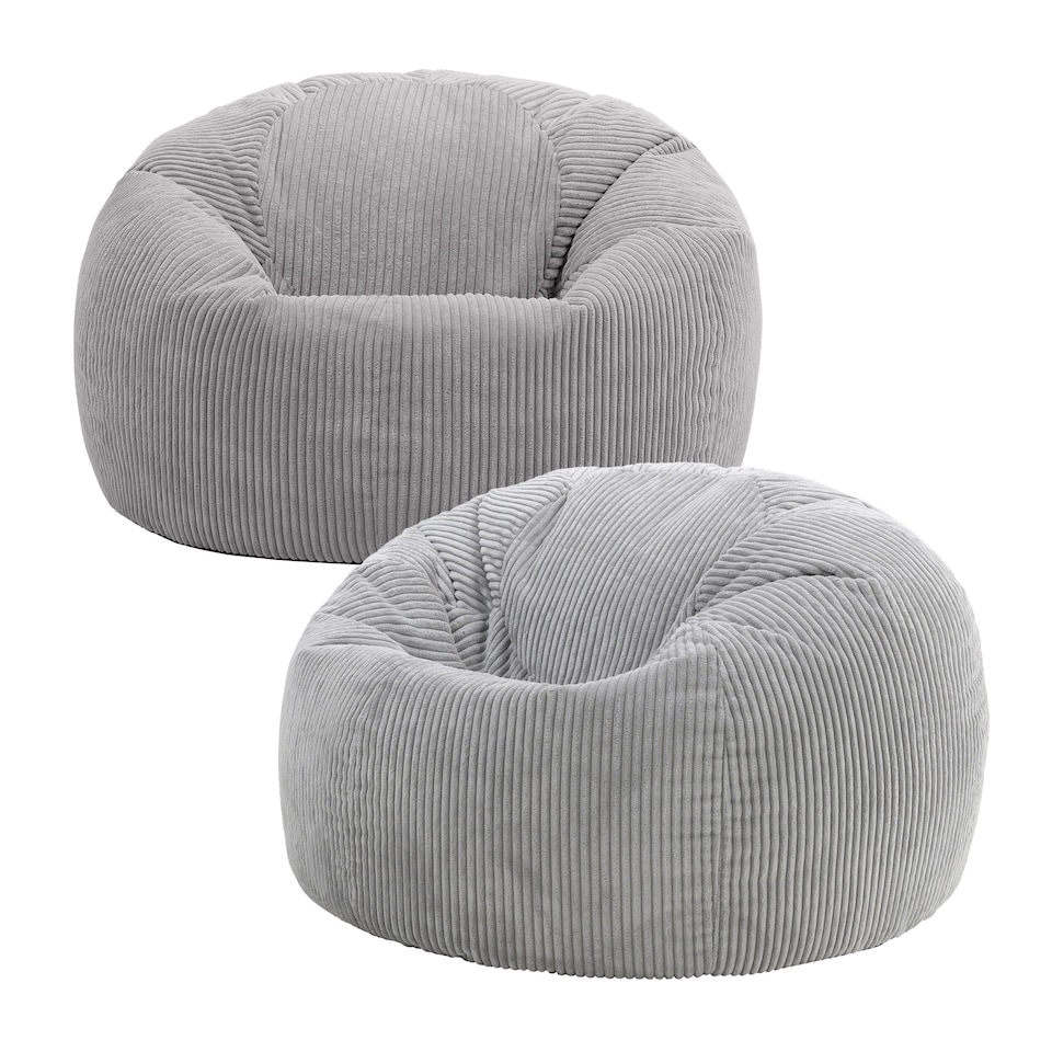 image 1 of Kingston Classic Beanbag Corduroy Light Grey Set of 2 | Grey | Light Grey | 2