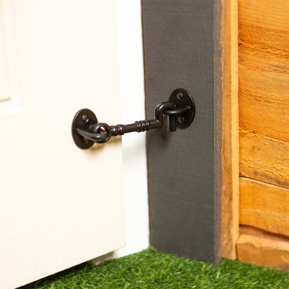 image 1 of Hammer & Tongs Ornate Cabin Hook and Eye - W125mm - Black