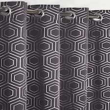 Element Geometric Thermal Blackout Eyelet Curtains 168cm x 137cm Charcoal | Grey | Grey