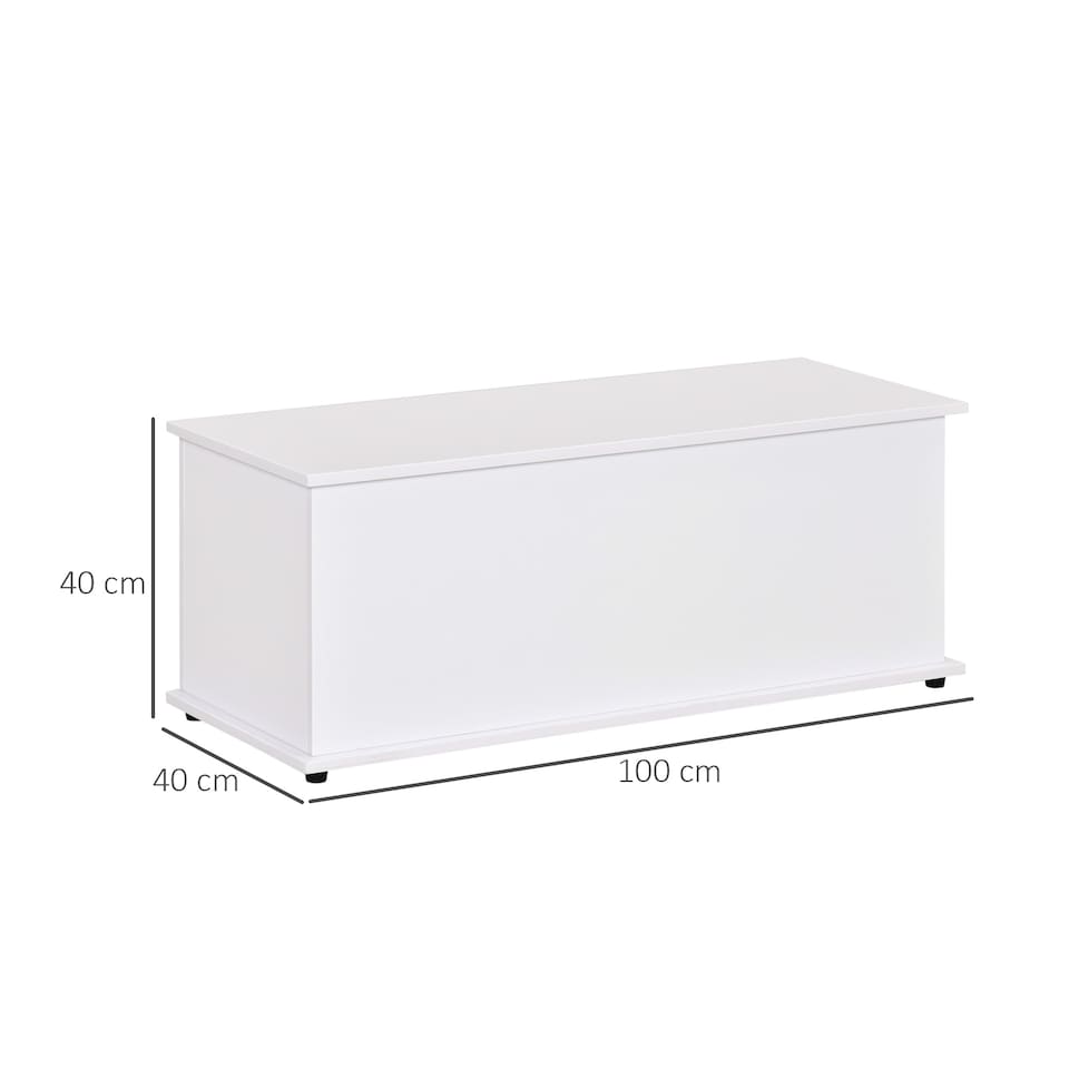 image 1 of HOMCOM 113L Storage Chest, Storage Box with Flip-Top Lid and 2 Safety Hinges, Storage Trunk for Living Room, Entryway, 100 x 40 x 40 cm, White