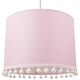 image 2 of Cute and Modern Pink Cotton 10" Lamp Shade with Small White Woolly Pom Poms | Pink | Pink | 1