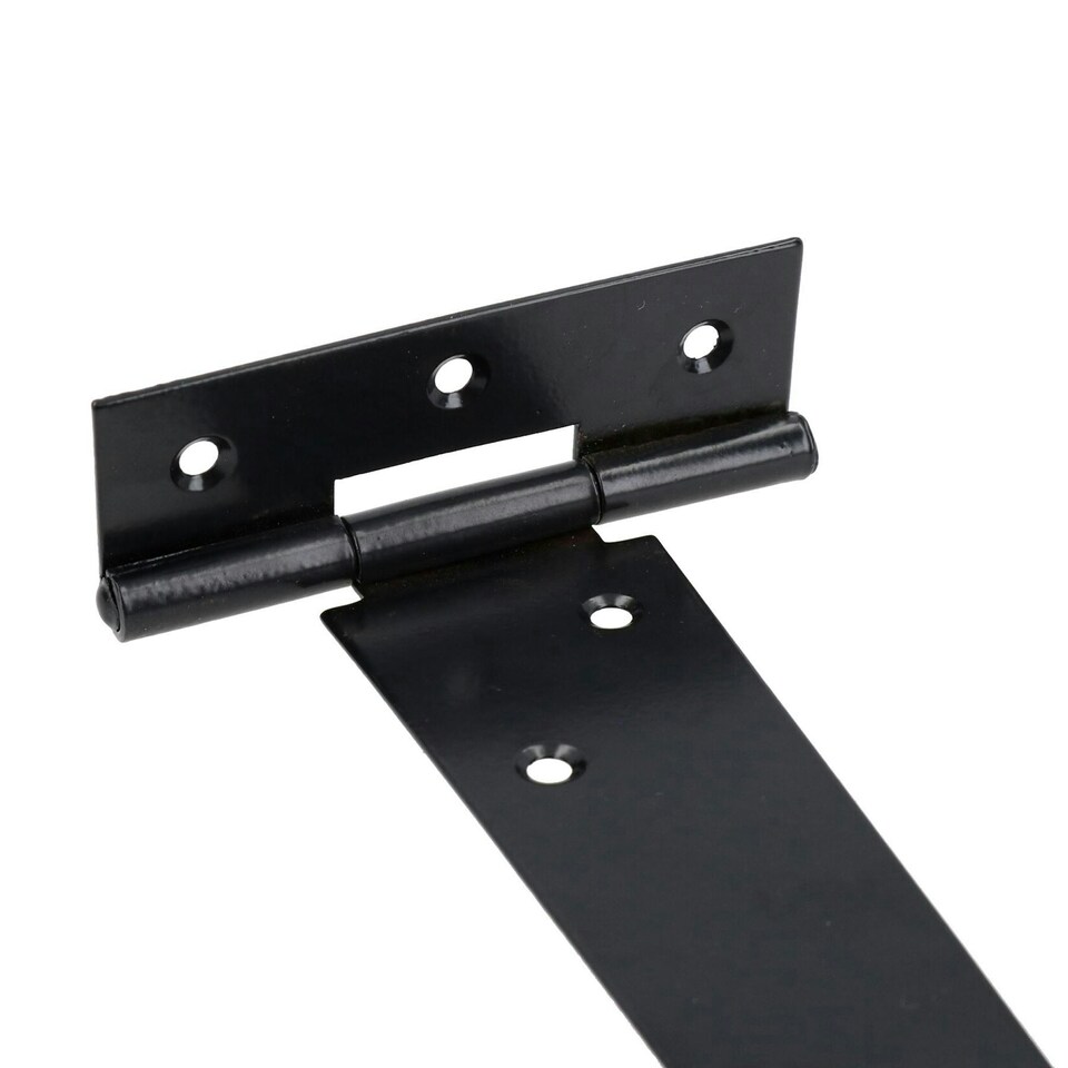 image 1 of 12" (300mm) Heavy Duty T Tee Hinges for Doors + Gates with Fixing Screws 8pc | Black