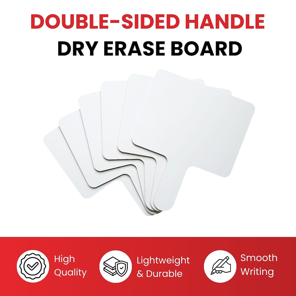 image 1 of Pack of 12 Square Plain White MDF Double Sided Dry Erase Handheld Answer Paddles - Mini Whiteboard