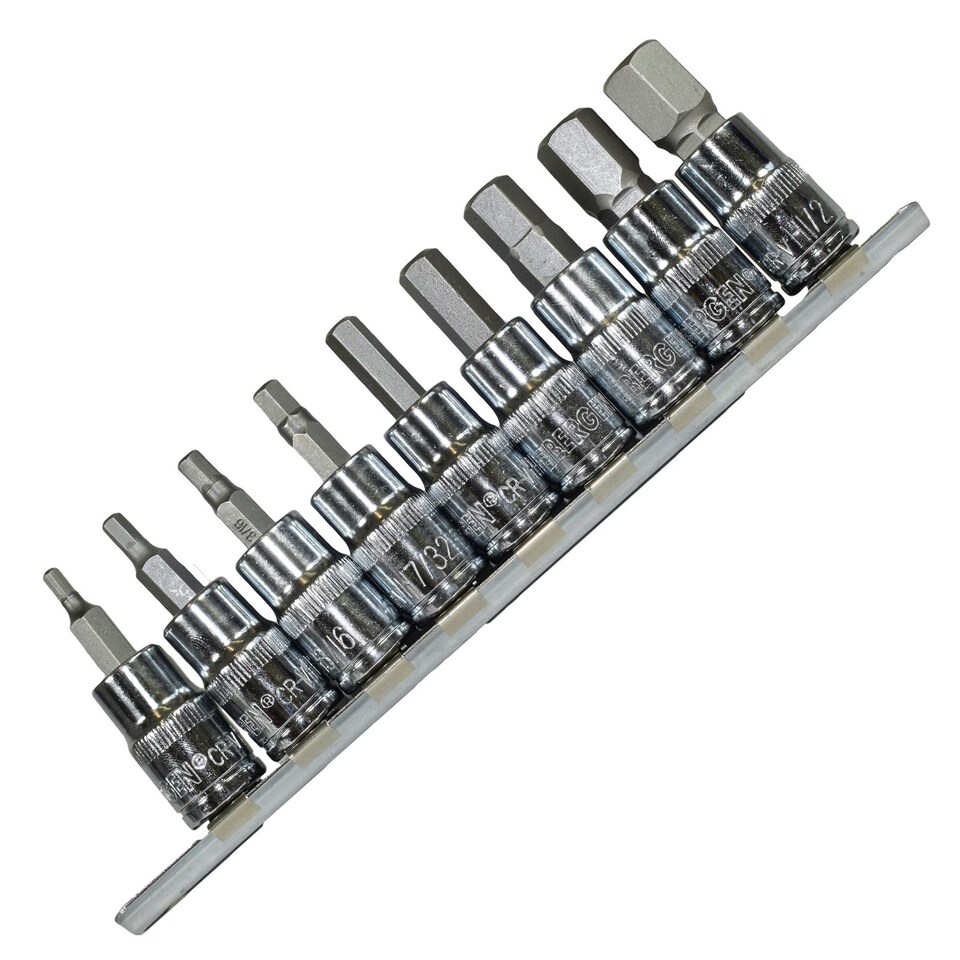 image 1 of AF Imperial SAE Allen Allan Hex Key Bit Sockets 3/8" Drive 1/8" - 1/2" 9pc Set
