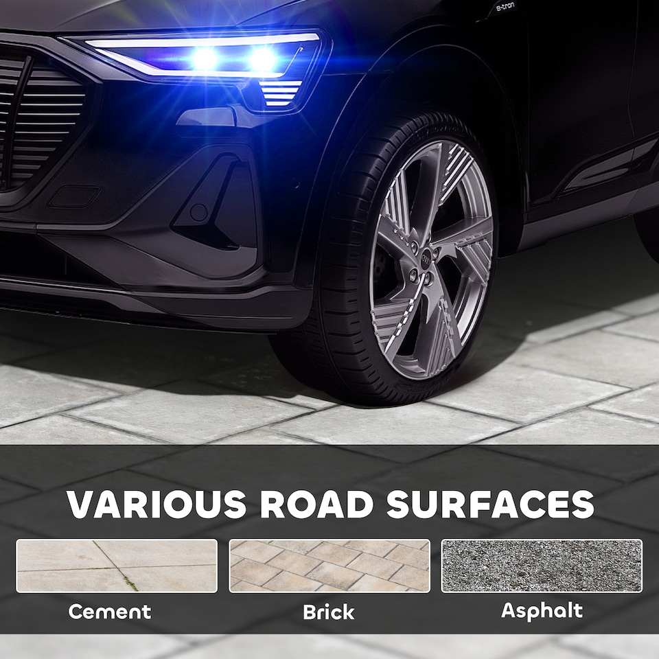 image 1 of HOMCOM Audi E-tron Licensed 12V Kids Electric Ride on, Electric Car for Kids, with Parental Remote, Music Lights MP3, Suspension Wheels, for 3-5 Years, Black