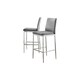 image 1 of Furniturebox 2x Milan Bar Stools Grey Velvet Silver Legs