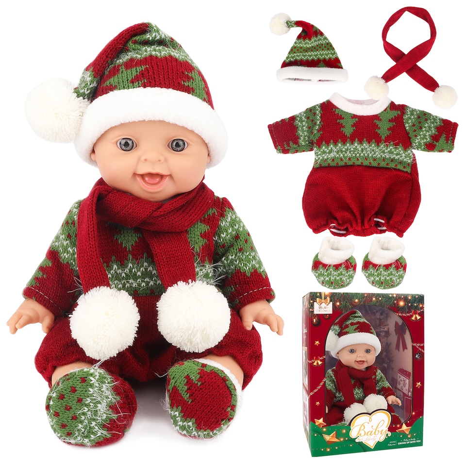 image 1 of Christmas Doll Set – Includes Extra Festive Outfit!