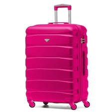 Flight Knight 25" 4 Wheel ABS Hard Case Medium Suitcase 100+ Airlines Approved - easyJet, British Airways, Ryanair, Jet2, Emirates & Many More - Check-in | Pink | Pink | Medium