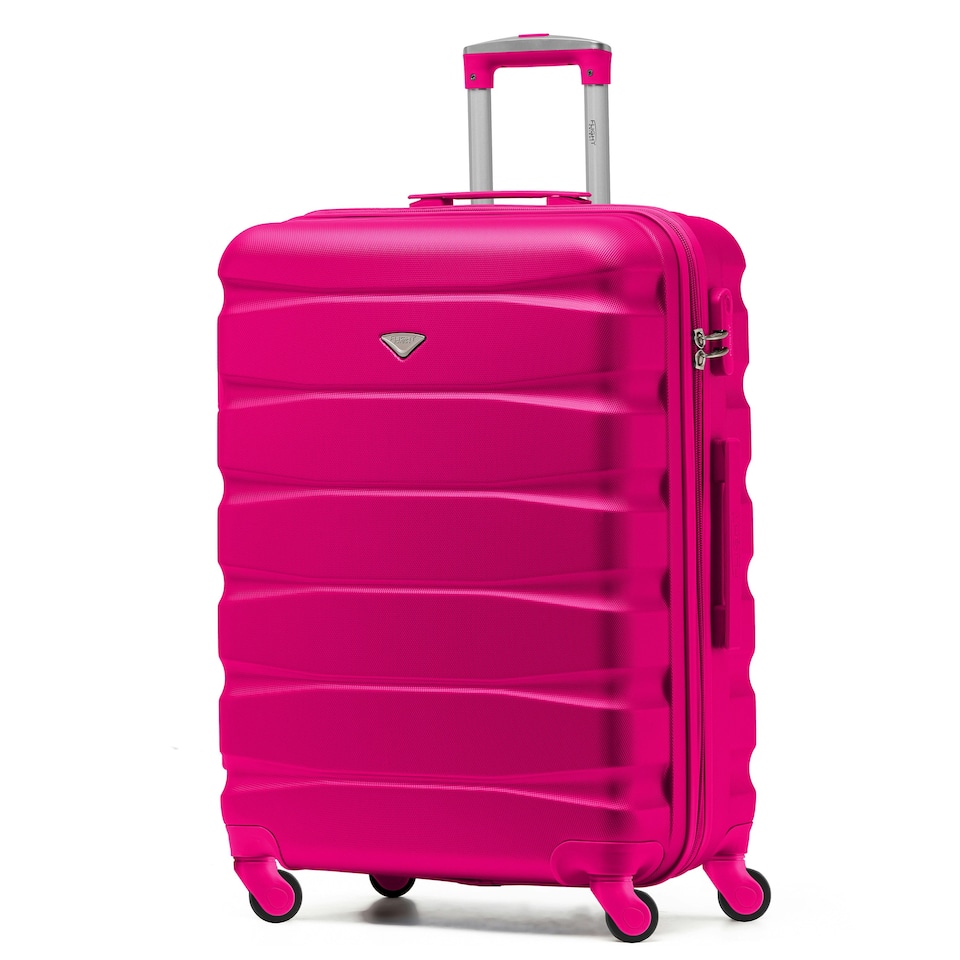 image 1 of Flight Knight 25" 4 Wheel ABS Hard Case Medium Suitcase 100+ Airlines Approved - easyJet, British Airways, Ryanair, Jet2, Emirates & Many More - Check-in | Pink | Pink | Medium