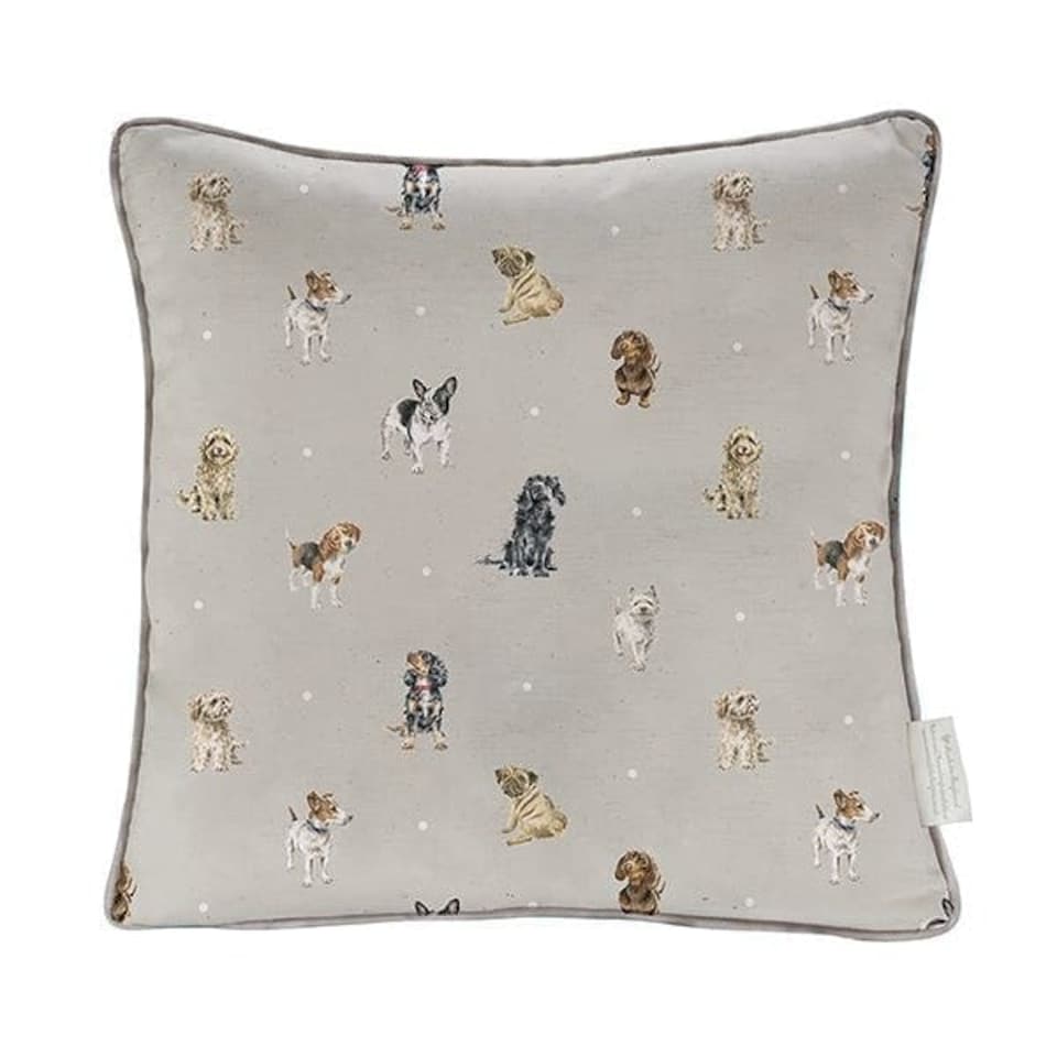 image 1 of Wrendale Designs 40cm Blooming with Love Dog Square Cushion | Green