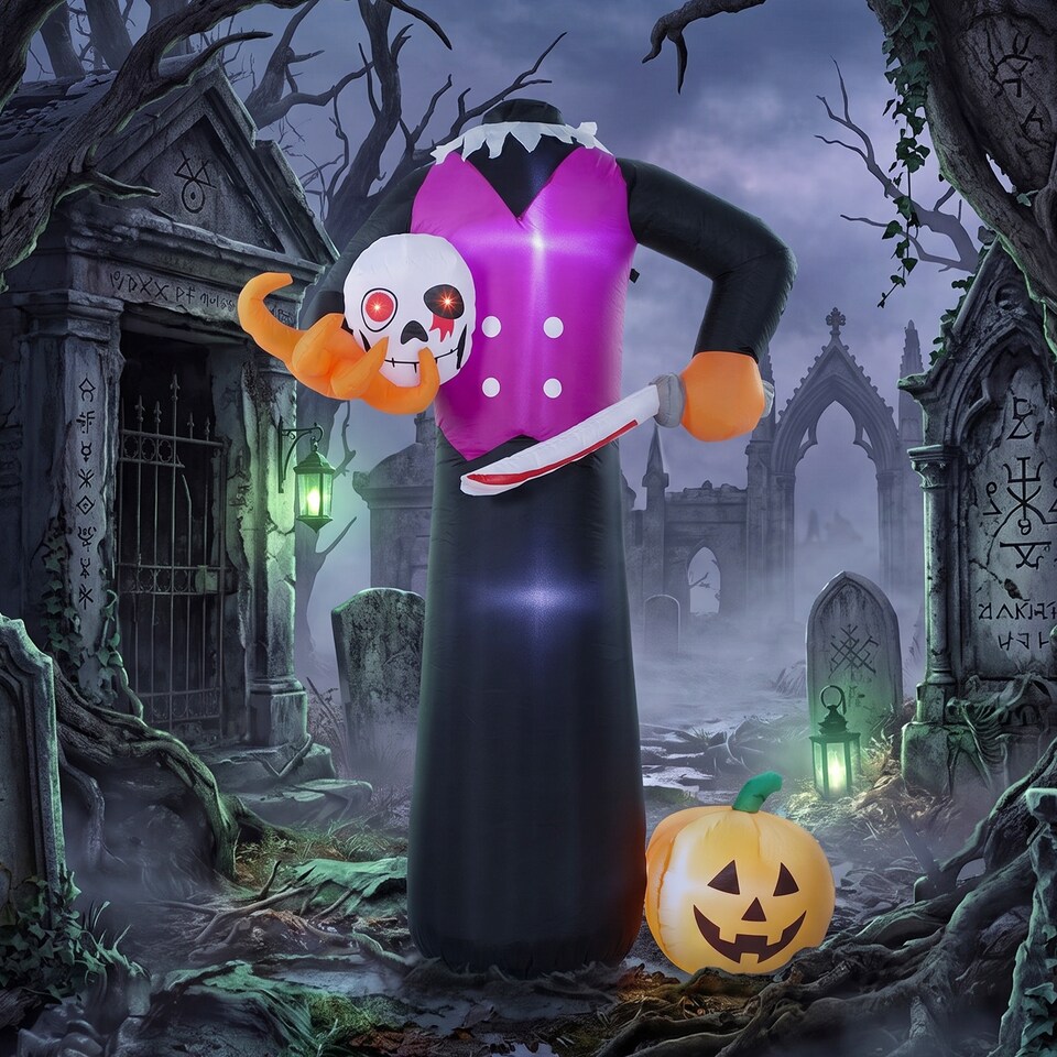 image 1 of Outsunny 6 FT Halloween Inflatable Skeleton, Halloween Headless Skeleton