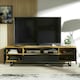 image 4 of TV Unit 200cm Oak Body with Black Doors and Drawer on Metal Base | Multi | Oak | One Size | 1