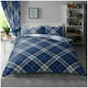 image 1 of VELVETIO Diagonal Check Complete Duvet Cover Set with Fitted Sheet Breathable Bedding Quilt Blue | King