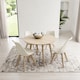 image 1 of Dining Table and 4 Chairs Round Wood Effect 4 Cream faux Leather Plastic Chairs Dining Set | Cream | One Size | 5