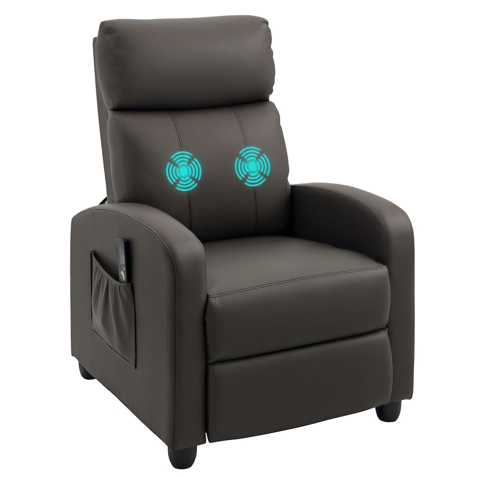 image 1 of HOMCOM Recliner Sofa Chair PU Leather Massage Armcair w/ Remote Control, Brown